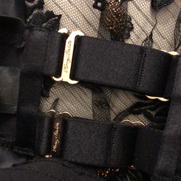 Honey birdette amber shimmer bodysuit embroidered gold floral Size XS - Picture 9 of 14